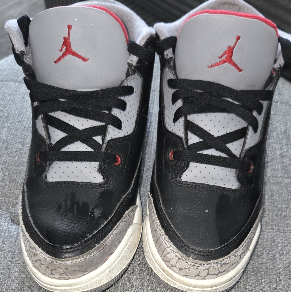 Jordan Kids Black and Gray Sneakers with Red Accents